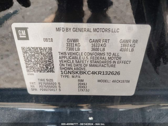1GNSKBKC4KR132626 Chevrolet Tahoe Lt