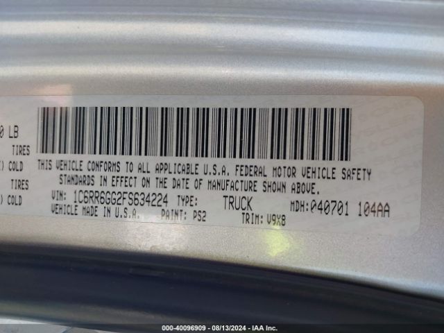 1C6RR6GG2FS634224 RAM 1500 Slt