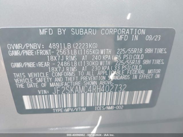 JF2SKAMC4RH402732 Subaru Forester Touring