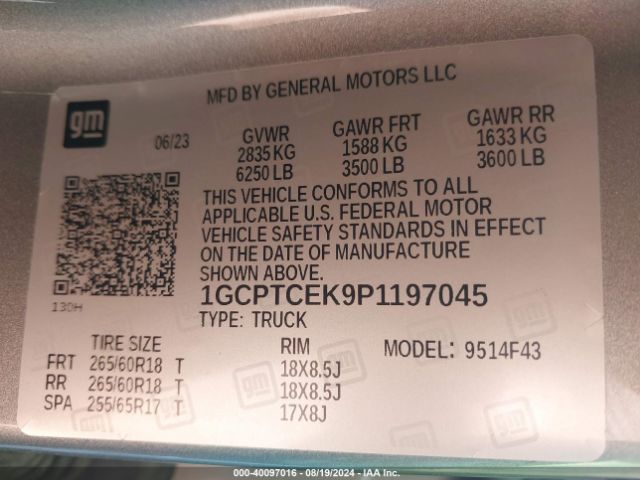 1GCPTCEK9P1197045 Chevrolet Colorado 4wd  Short Box Lt