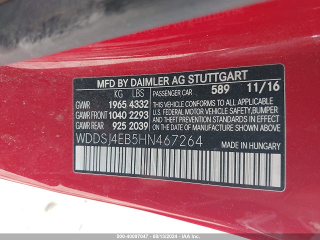 WDDSJ4EB5HN467264 Mercedes-Benz CLA 250