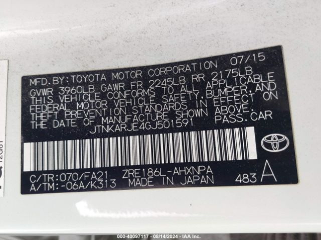 JTNKARJE4GJ501591 Scion IM