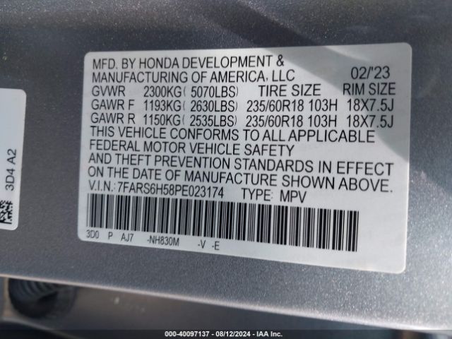 7FARS6H58PE023174 Honda Cr-v Hybrid Sport