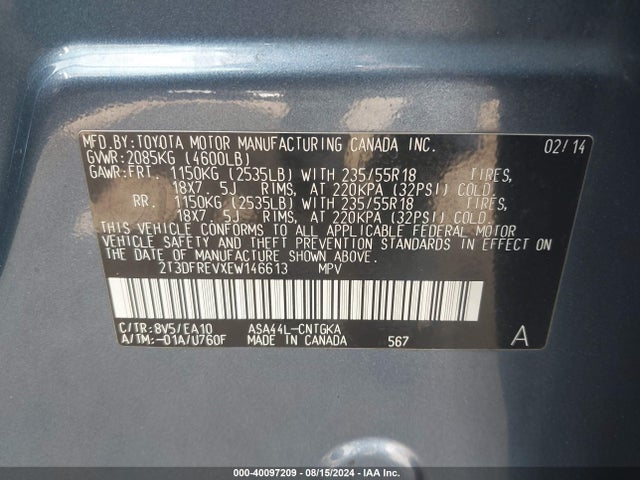 Toyota Rav4 Limited 2014 2T3DFREVXEW146613 Image 9