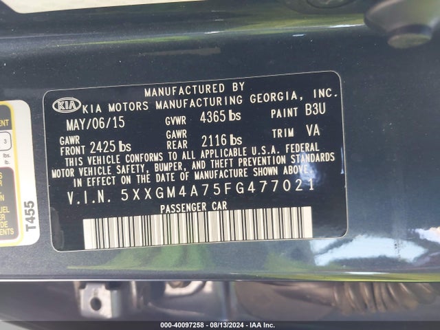 KIA Optima Lx 2015 5XXGM4A75FG477021 Image 9