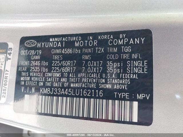 Hyundai Tucson Value 2020 KM8J33A45LU162116 Image 9