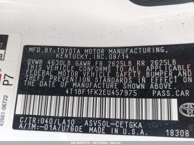 Toyota CAMRY XLE 2014 4T1BF1FK2EU457975 Image 9