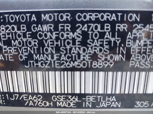 JTHGZ1E26M5018899 Lexus Is 350 F Sport