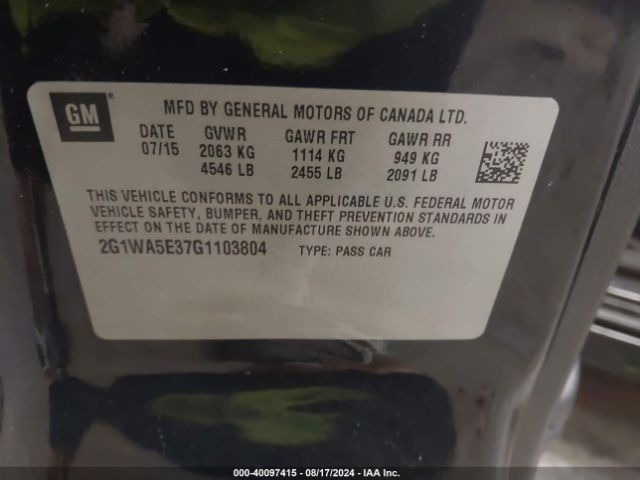 2G1WA5E37G1103804 Chevrolet Impala Limited Ls
