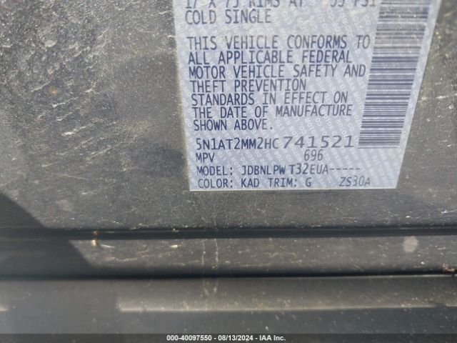 5N1AT2MM2HC741521 Nissan ROGUE S