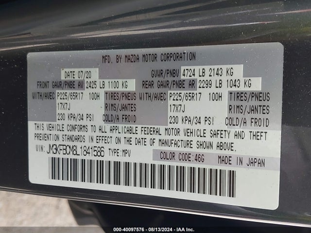 Mazda Cx-5 Touring 2020 JM3KFBCM8L1841586 Image 9