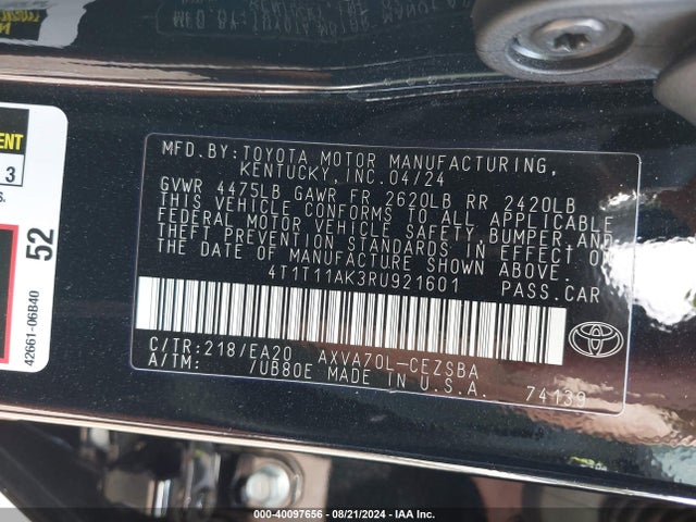 Toyota CAMRY SE 2024 4T1T11AK3RU921601 Image 9