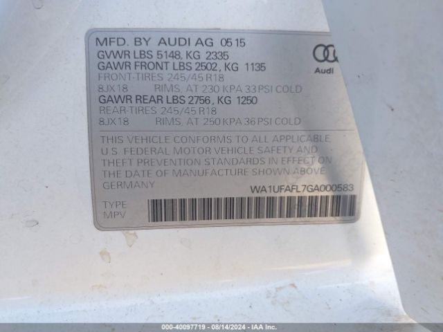 WA1UFAFL7GA000583 Audi Allroad 2.0t Premium