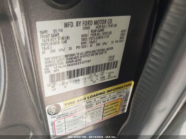 1FMJK1K5XEEF27787 Ford Expedition El Limited