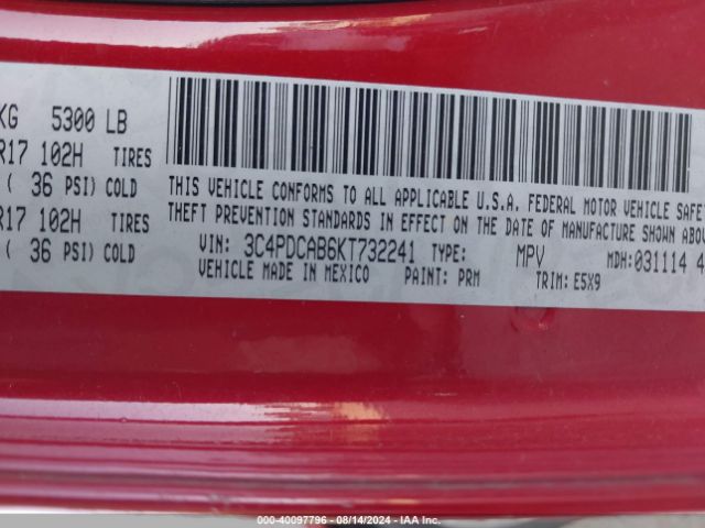 3C4PDCAB6KT732241 Dodge Journey Se Value Package