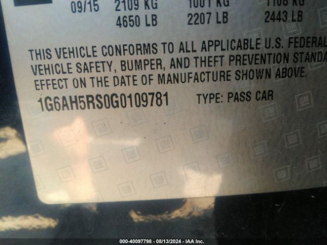 1G6AH5RS0G0109781 Cadillac Ats Luxury Collection