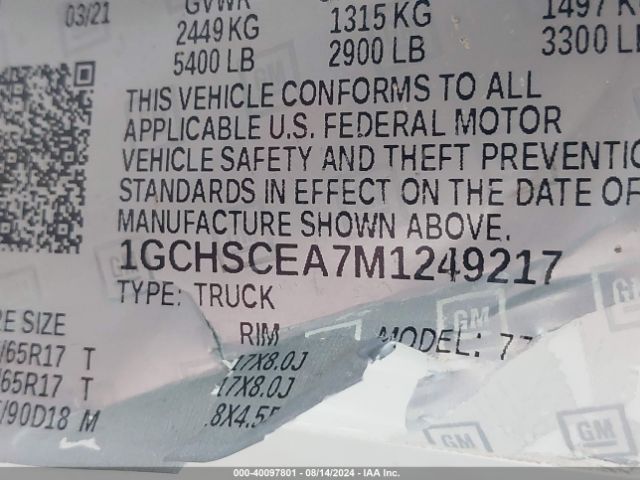 1GCHSCEA7M1249217 Chevrolet Colorado 2wd  Long Box Lt
