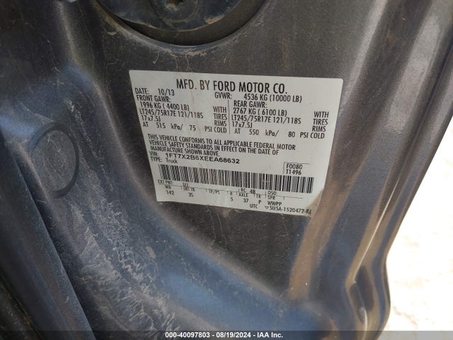 Ford F-250 Xlt 2014 1FT7X2B6XEEA68632 Image 9