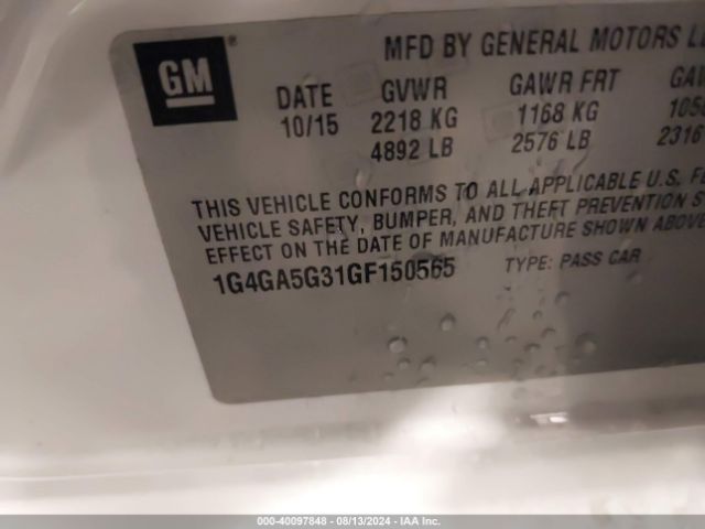 1G4GA5G31GF150565 Buick Lacrosse