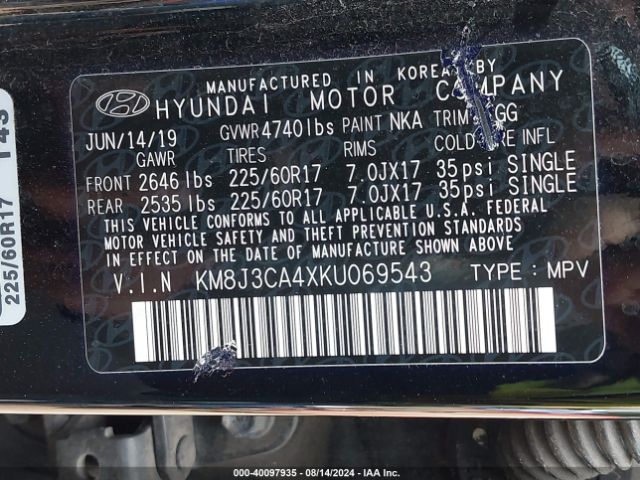 KM8J3CA4XKU069543 Hyundai Tucson Value