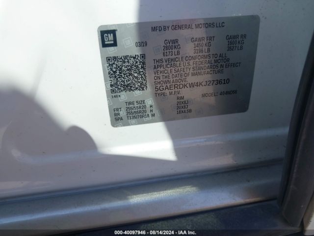 5GAERDKW4KJ273610 Buick Enclave Fwd Avenir