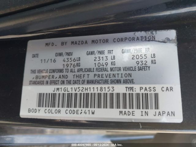 JM1GL1V52H1118153 Mazda Mazda6 Touring