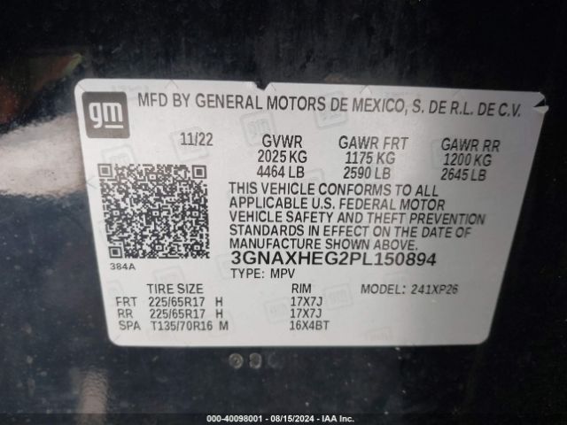 3GNAXHEG2PL150894 Chevrolet Equinox Fwd Ls