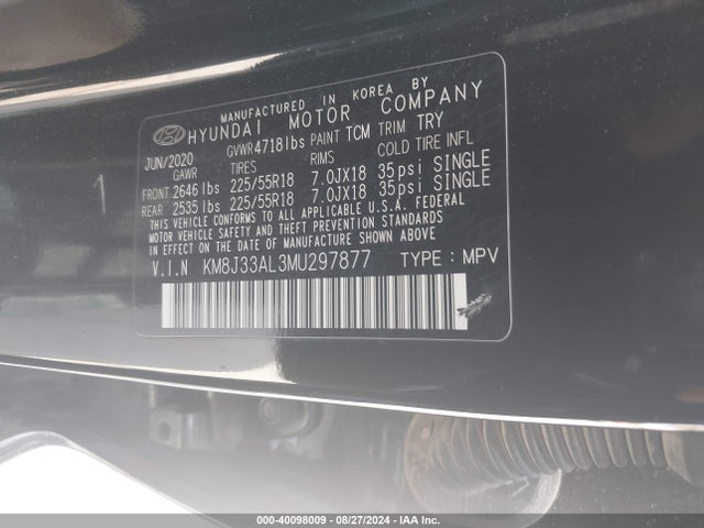 Hyundai TUCSON SEL 2021 KM8J33AL3MU297877 Image 9