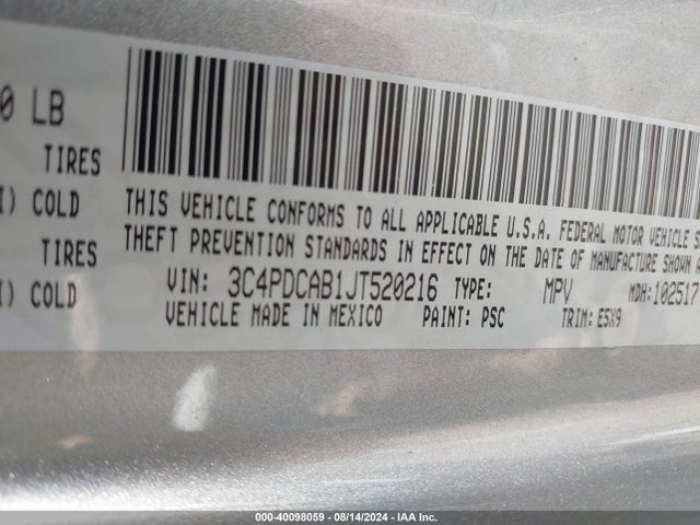 3C4PDCAB1JT520216 Dodge JOURNEY SE