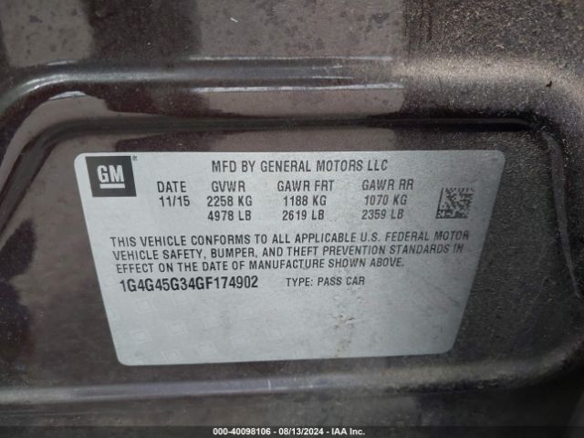 1G4G45G34GF174902 Buick Lacrosse Sport Touring