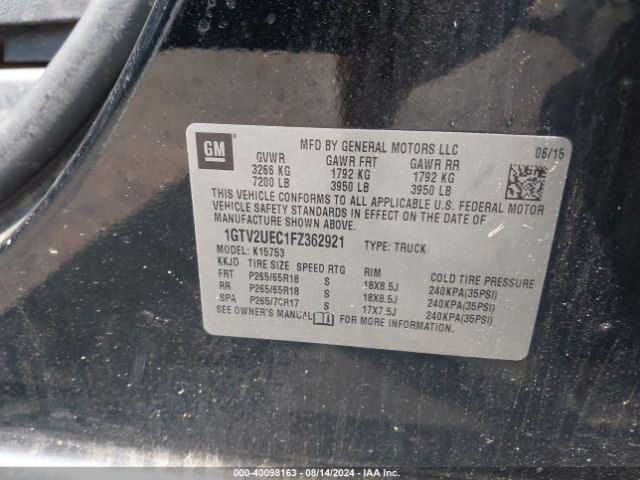 1GTV2UEC1FZ362921 GMC Sierra 1500 Sle