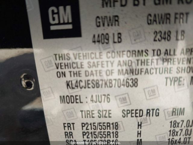 KL4CJESB7KB704638 Buick Encore Awd Preferred
