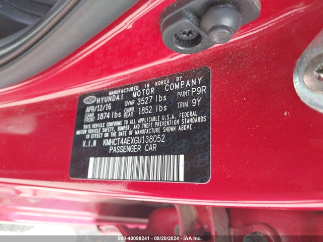 Hyundai ACCENT SE 2016 KMHCT4AEXGU138052 Image 9