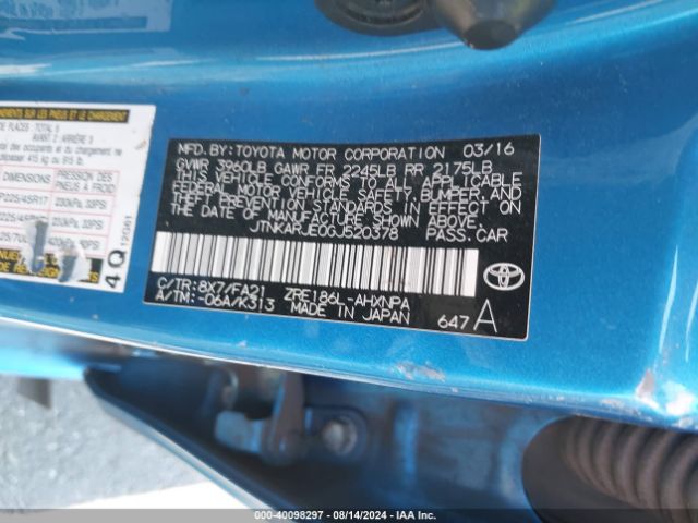 JTNKARJE0GJ520378 Scion IM