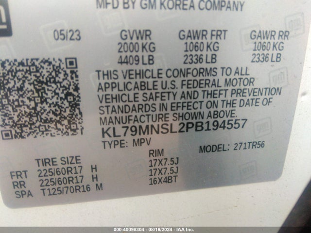 Chevrolet Trailblazer Awd Ls 2023 KL79MNSL2PB194557 Image 9
