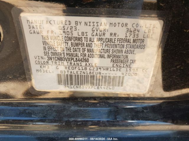 3N1CN8DVXPL844260 Nissan Versa 1.6 S Xtronic Cvt