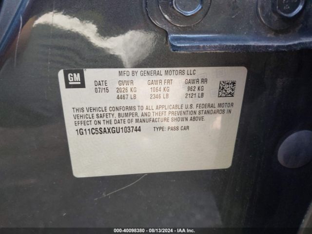 1G11C5SAXGU103744 Chevrolet Malibu Limited Lt