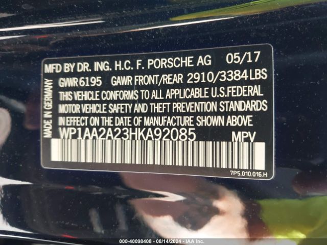 WP1AA2A23HKA92085 Porsche Cayenne