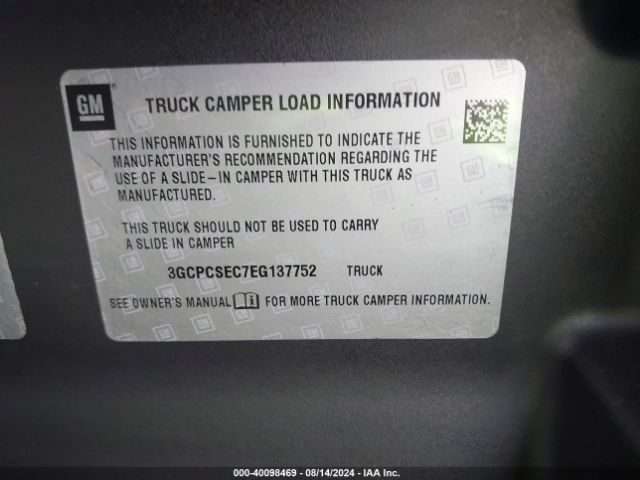 3GCPCSEC7EG137752 Chevrolet Silverado 1500 1lz