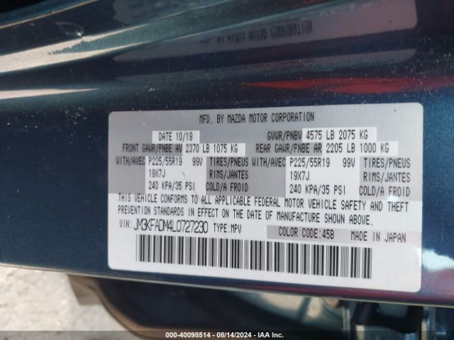 JM3KFADM4L0727230 Mazda Cx-5 Grand Touring