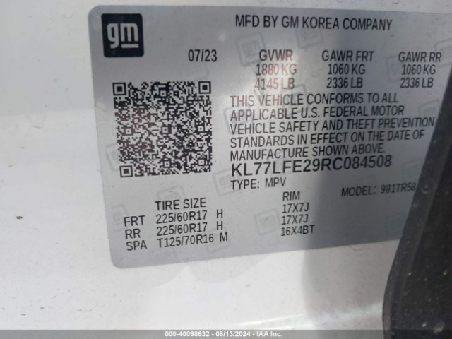 KL77LFE29RC084508 Chevrolet Trax Fwd Sp