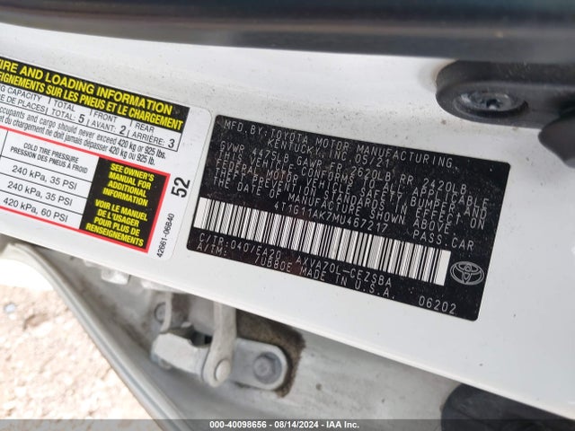 Toyota CAMRY SE 2021 4T1G11AK7MU467217 Image 9