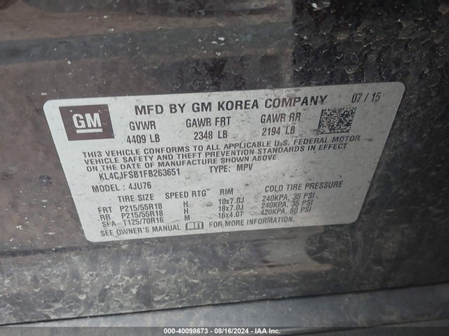 KL4CJFSB1FB263651 Buick Encore Convenience