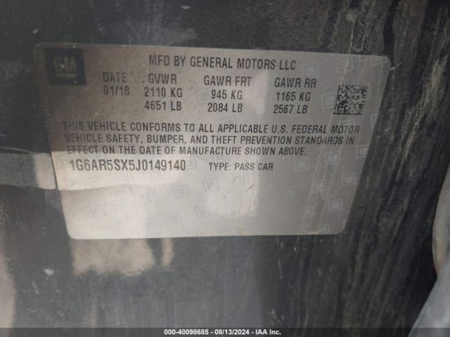 1G6AR5SX5J0149140 Cadillac CTS LUXURY