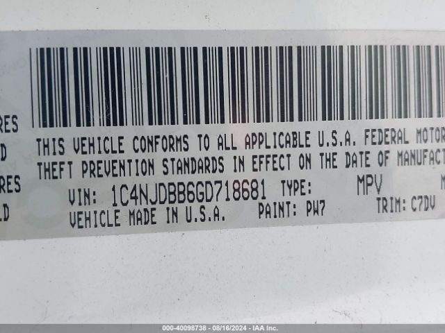 1C4NJDBB6GD718681 Jeep Compass Sport