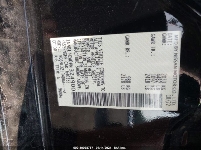 1N4BL4EW0PN324900 Nissan Altima Sl Intelligent Awd