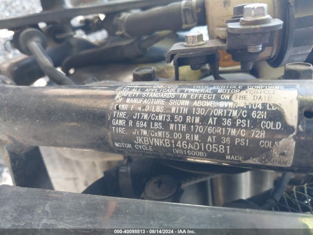 2006 KAWASAKI 1600 JKBVNKB146A010581 Photo 9