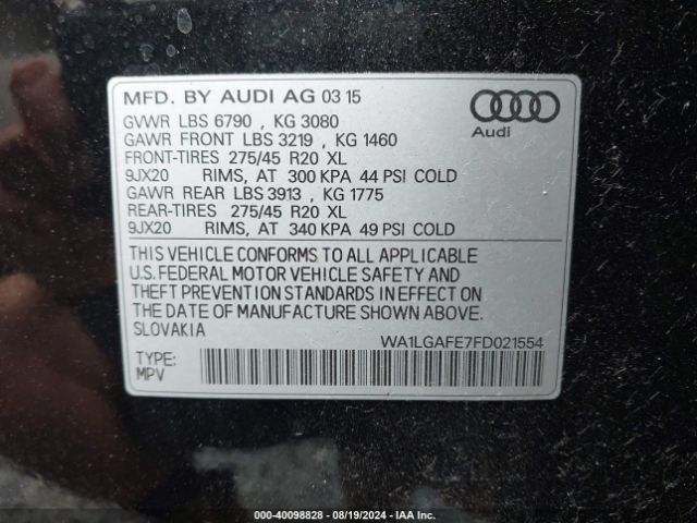 WA1LGAFE7FD021554 Audi Q7 3.0t Premium
