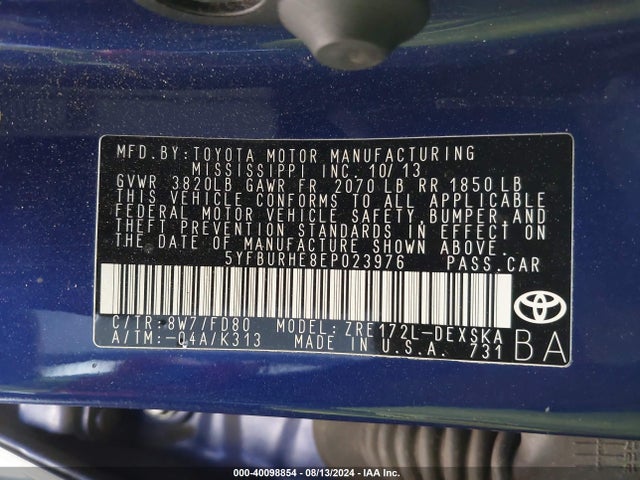 Toyota Corolla S Plus 2014 5YFBURHE8EP023976 Image 9