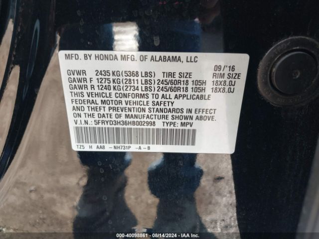 5FRYD3H36HB002998 Acura MDX